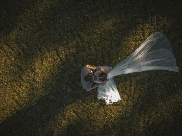 drone shot wedding photo